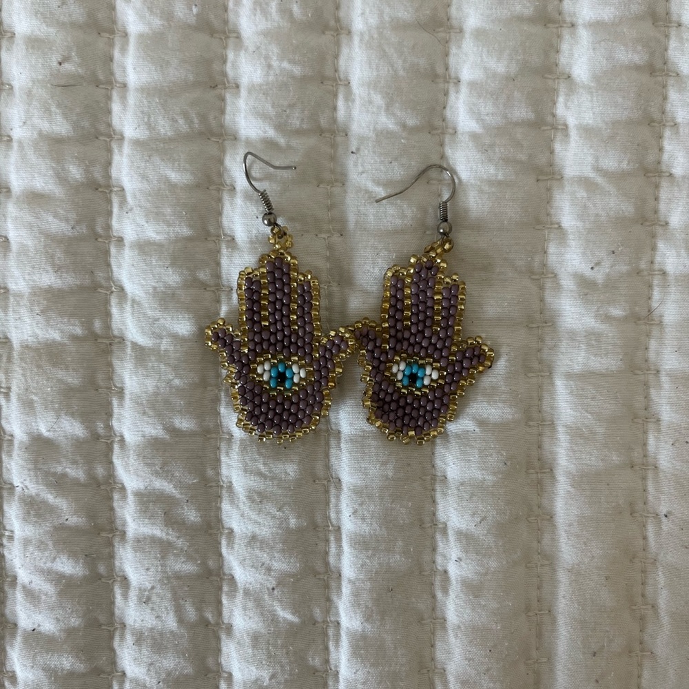 Beaded Evil Eye Earrings